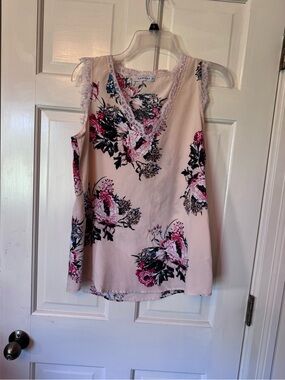 Harhay Blush Pink Floral Lace-Trim Camisole